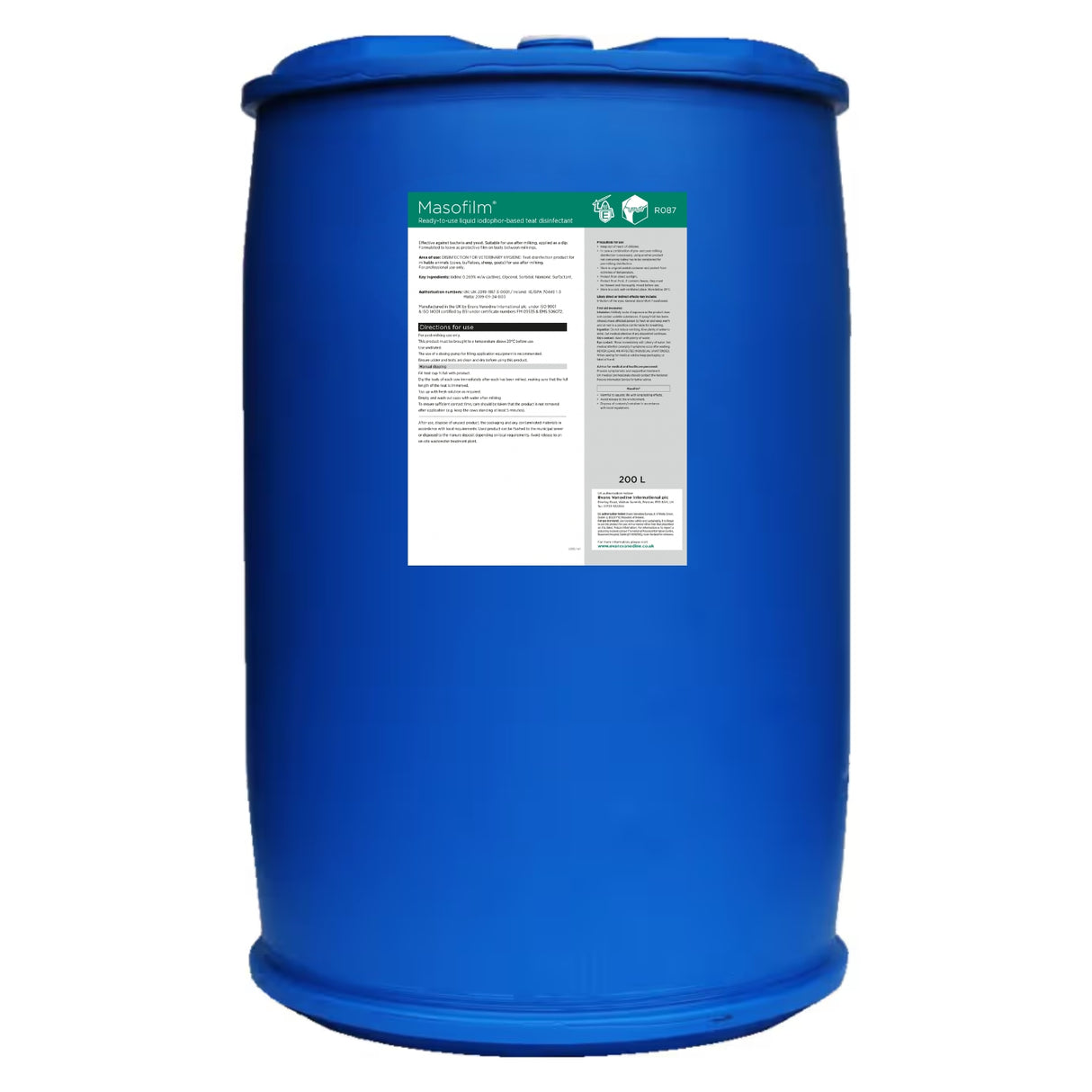 Masofilm™ Ready-To-Use Liquid Iodophor-Based Teat Disinfectant | 25L, 200L & 1000L