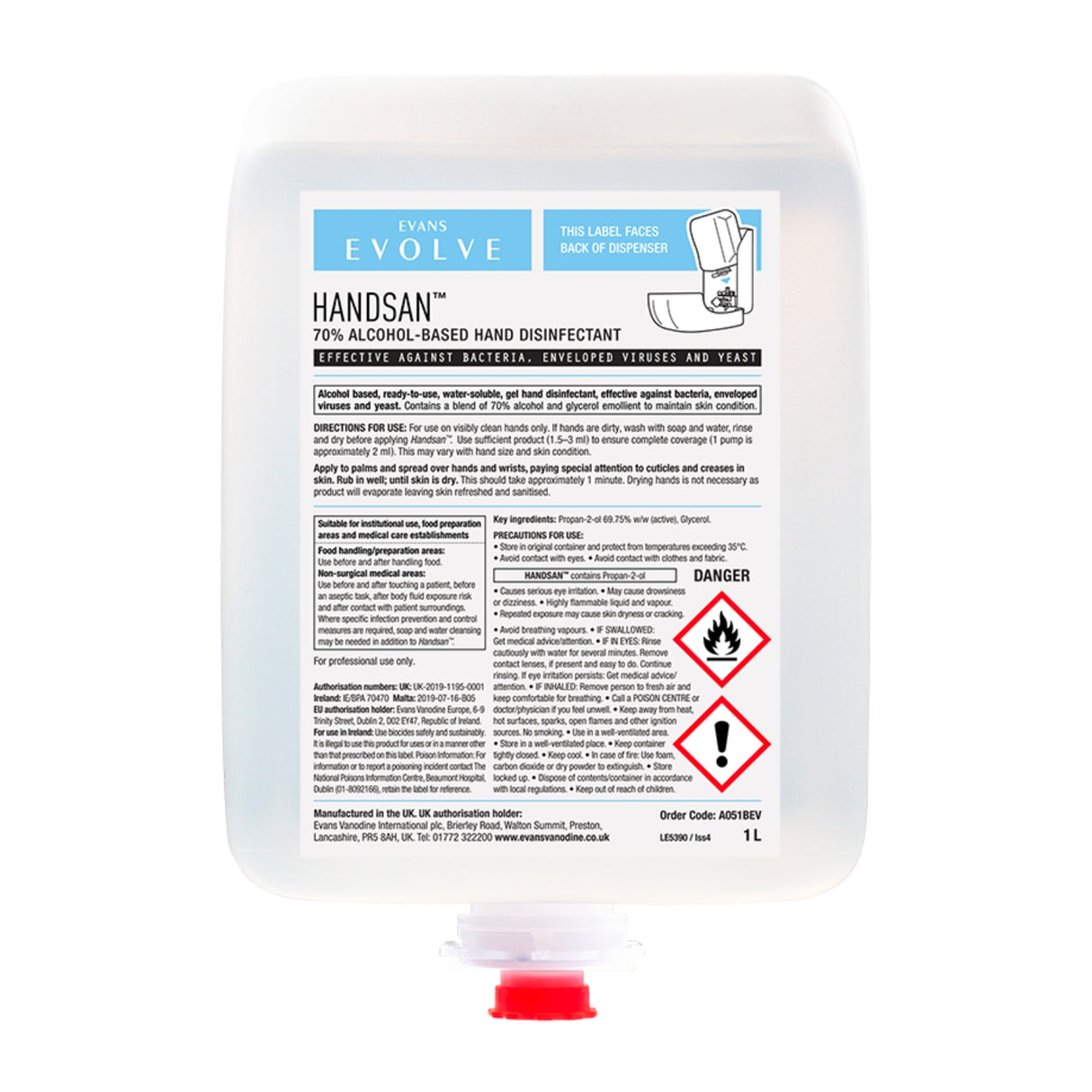 Evans Handsan™ Cartridge - Pack of 6 x 1L