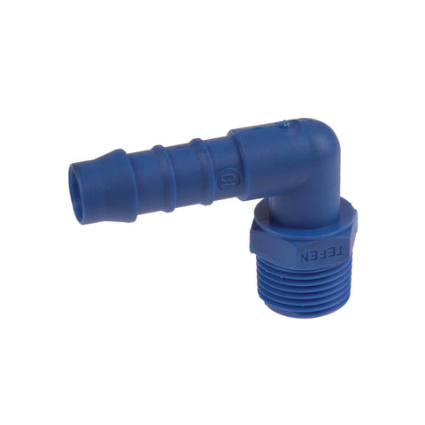 5mm (3/16) Hose Tail x 1/8 BSPT Male Elbow Tefen Blue Nylon Fitting