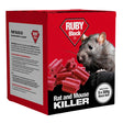 Ruby Block rat and mouse killer packaging with a rat on a white background