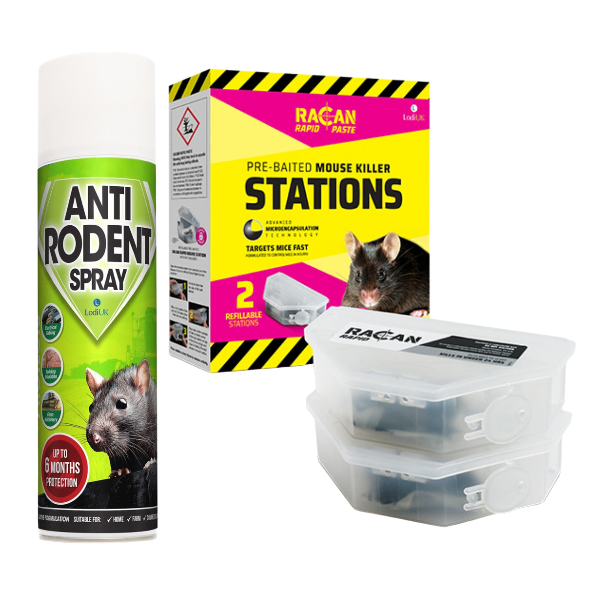 Rodent Control Bundle: Mouse Station & Anti-Rodent Spray