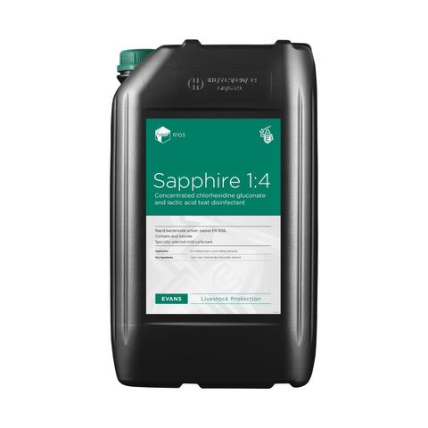 Sapphire 1:4 Concentrated Chlorhexidine Gluconate and Lactic Acid Teat Disinfectant