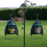 Decorative yet sturdy feeder pole. Two ornate hook arms for hanging feeders or drinkers together with a grounding spike which allows the pole to be easily erected and maintain stability in the ground. The decorative spiral detail bird feeder pole is perfect is perfect for use with the Quill Squirrel Baffle and Garden Bird Drinker. 